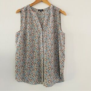 NYDJ Sleeveless Floral Print Pintuck Blouse